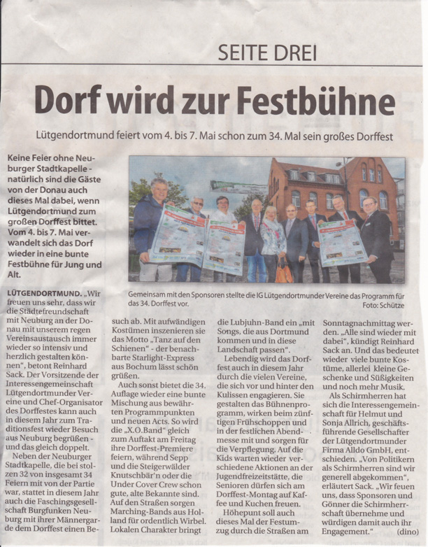 bild des vorberichts des stadtanzeigers zum dorffest, 28.4.2018